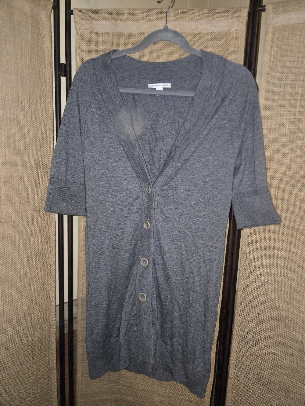 NWOT Banana Republic Gray Button Up Cardigan Sweater Dress Medium